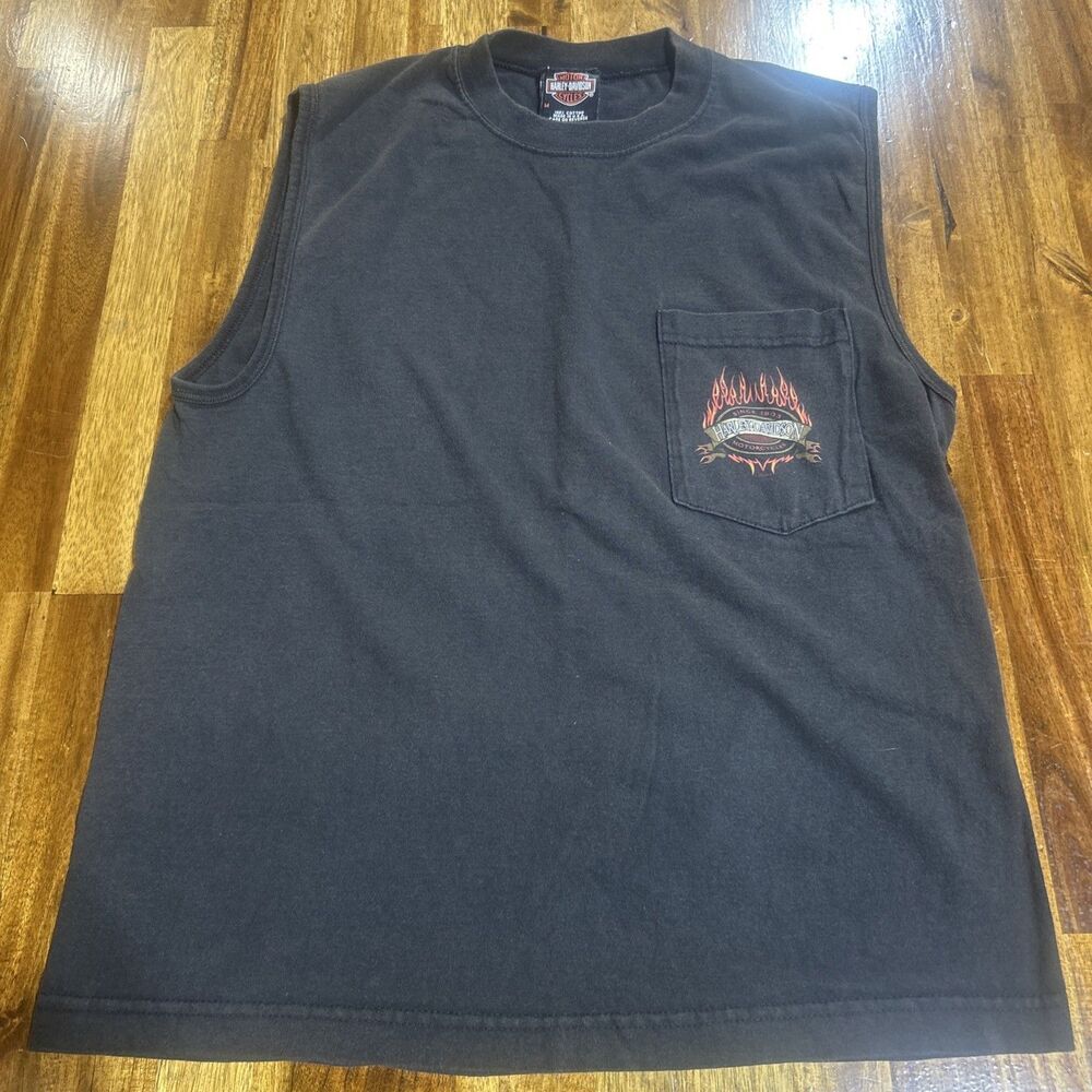Vintage Harley Davidson Black T-Shirt Motorcycle  Virginia Beach 2004 Size Med